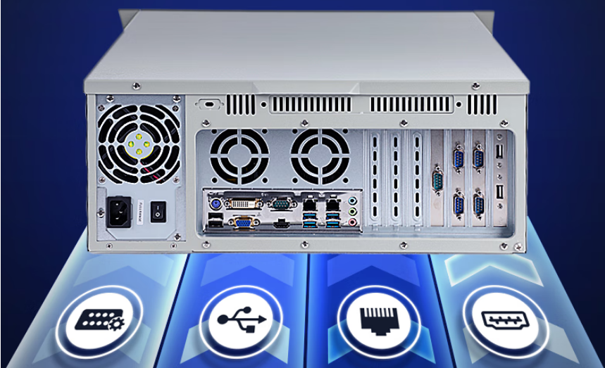 　該產(chǎn)品配置了6個(gè)串口，13個(gè)USB口（內(nèi)置3個(gè)），2個(gè)Intel網(wǎng)口以及VGA+DVI+HDMI。接口豐富，種類齊全滿足日常工業(yè)需求，給用戶需求提供了多方面的保障。
