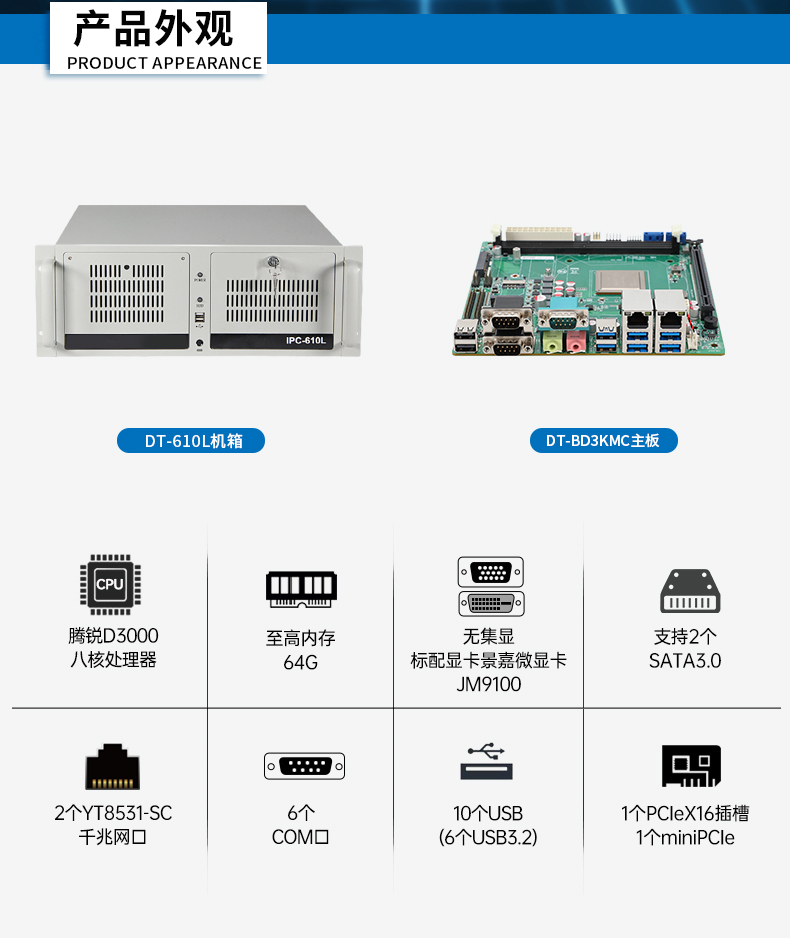 國產(chǎn)化騰銳D3000工控機,信創(chuàng)工控電腦,DT-610L-BD3KMC.jpg